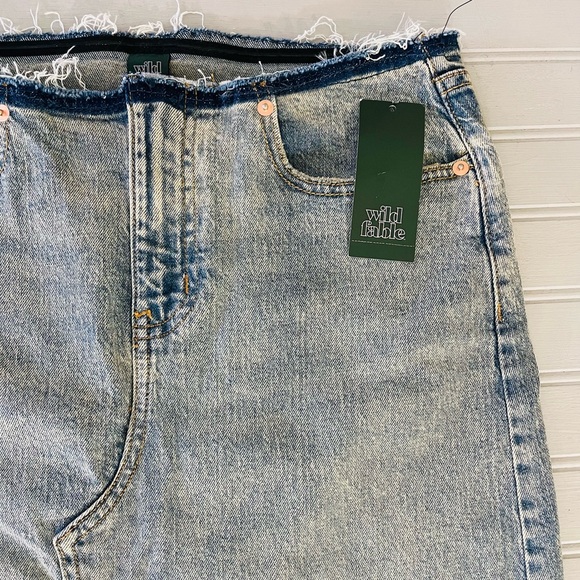 Wild Fable Frayed Denim Maxi Jean Skirt Womens 4 Blue Front Slit Casual NWT - Picture 5 of 10